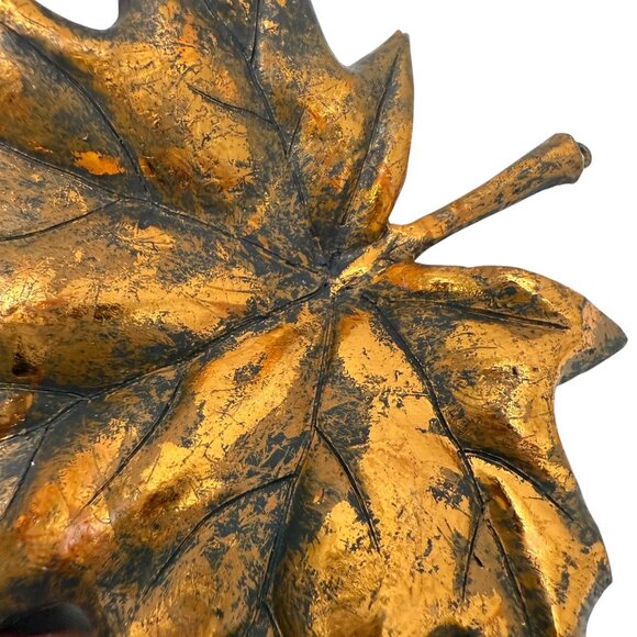 Leaf Christmas Ornaments Set of 4 Goldtone Nature Inspired Holiday Decor - Picture 4 of 8